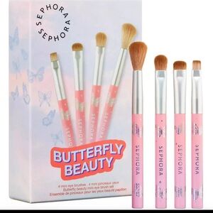 Sephora BUTTERFLY BEAUTY MINI Eye Brush Set 4 pc Smudge Liner Shadow Crease